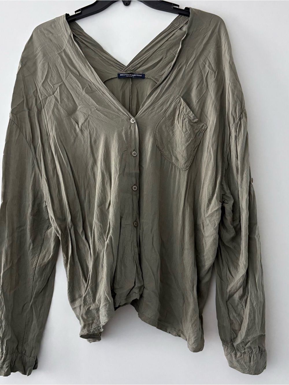Brandy Melville Olive Green Button-Front Women's Top